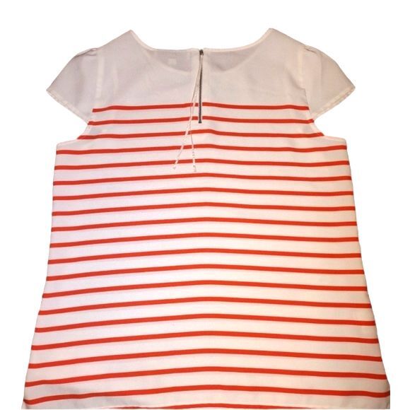 Loft Orange Striped Cap Sleeve Blouse Size M. - Picture 2 of 6